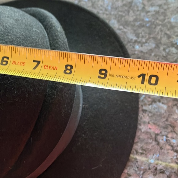 Ladies Black Hat, 💯% Wool, Measures 13”x 10”x 5”, 3” Brim, Ribbon Surrounding - Picture 8 of 10